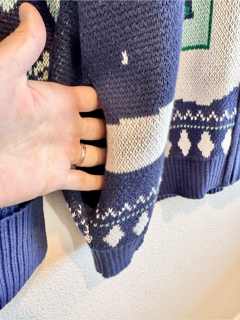 Coldwater Creek Cottagecore Christmas Snow Scene Zip Cardigan Sweater Large E21 - Picture 7 of 11